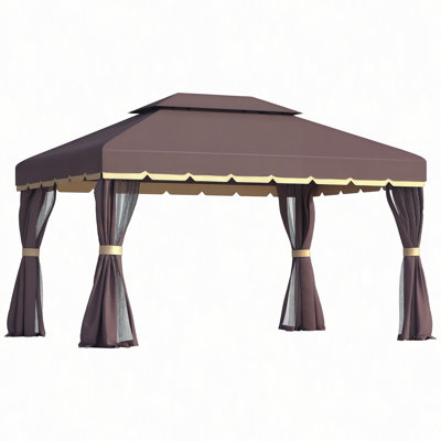 Gazebo Patio Gazebo, Aluminum Frame Double Roof Outdoor Gazebo Canopy Shelter