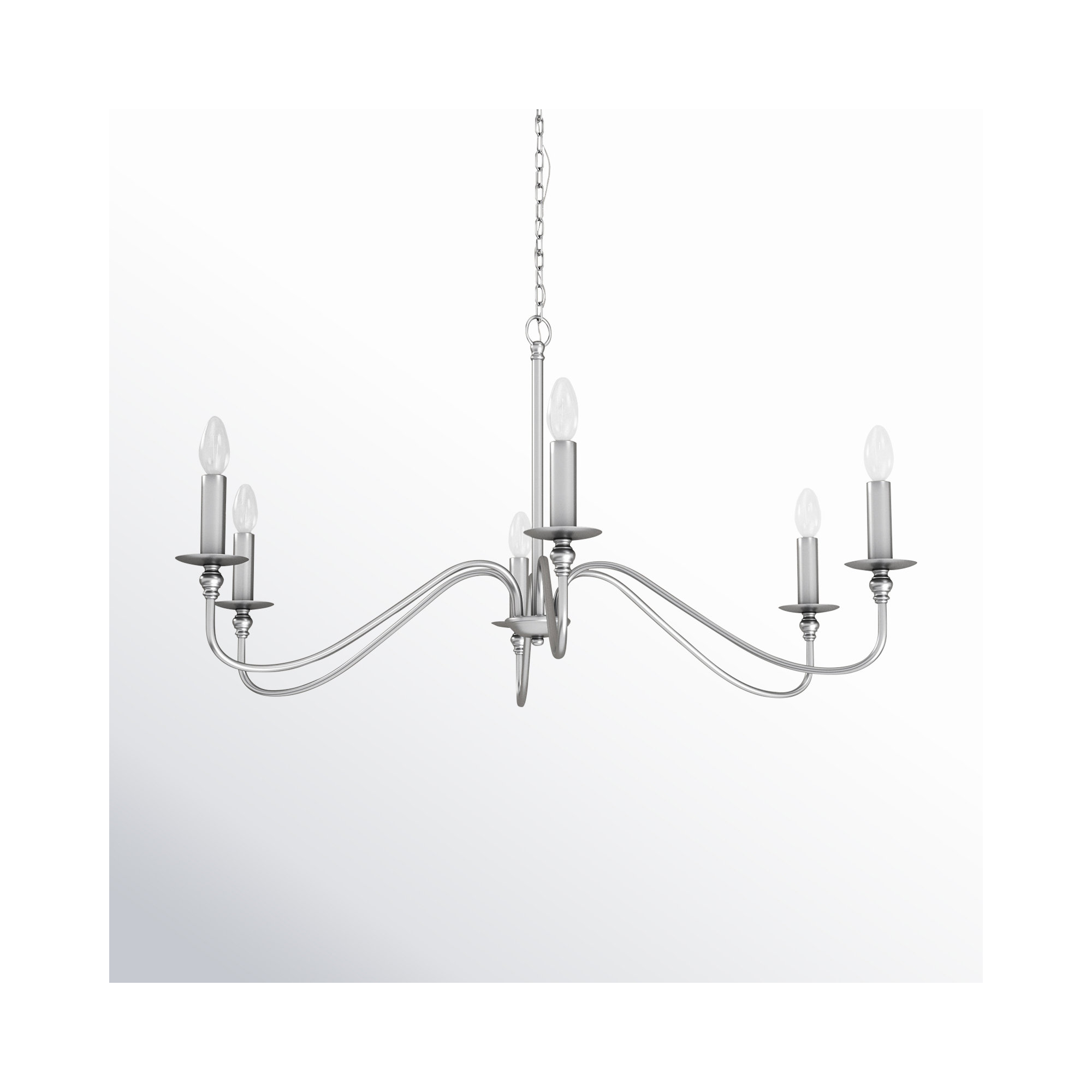 Ableton 6 - Light Candle Style Classic / Traditional Chandelier, 22" H x 42" W x 42" D, Polished Nickel