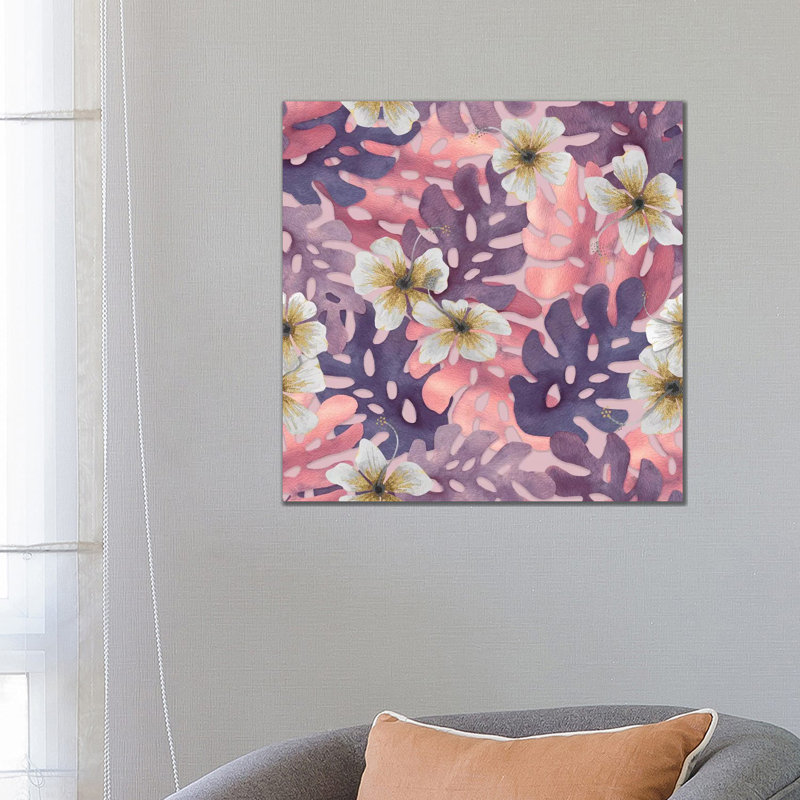 Antique Pink Hibiscus Patter by Angelika Parker - Wrapped Canvas Print, 66.04cm H x 66.04cm W