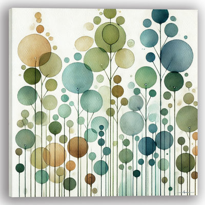 Abstract Woodland Serenity Circle Canvas Wall Art Print