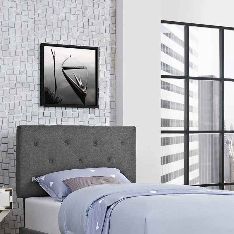 Terisa Tufted Fabric Headboard, King, Gray