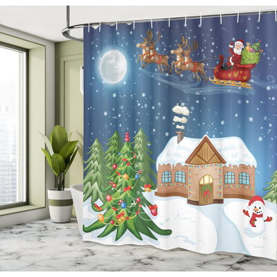 Rideau de douche simple à motif de Noël avec Rudolf Ahsan