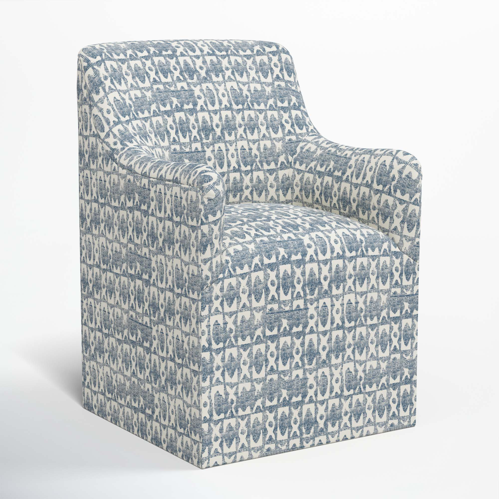 Howth Upholstered Arm Chair, Texture Block Blue