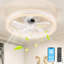 Ventilateur de plafond à DEL à double anneau de luxe 20 po avec lumière - Design encastré moderne, pales cachées, éclairage à intensité variable et télécommande, ventilateur silencieux à profil bas pour chambre à coucher, salon (blanc)