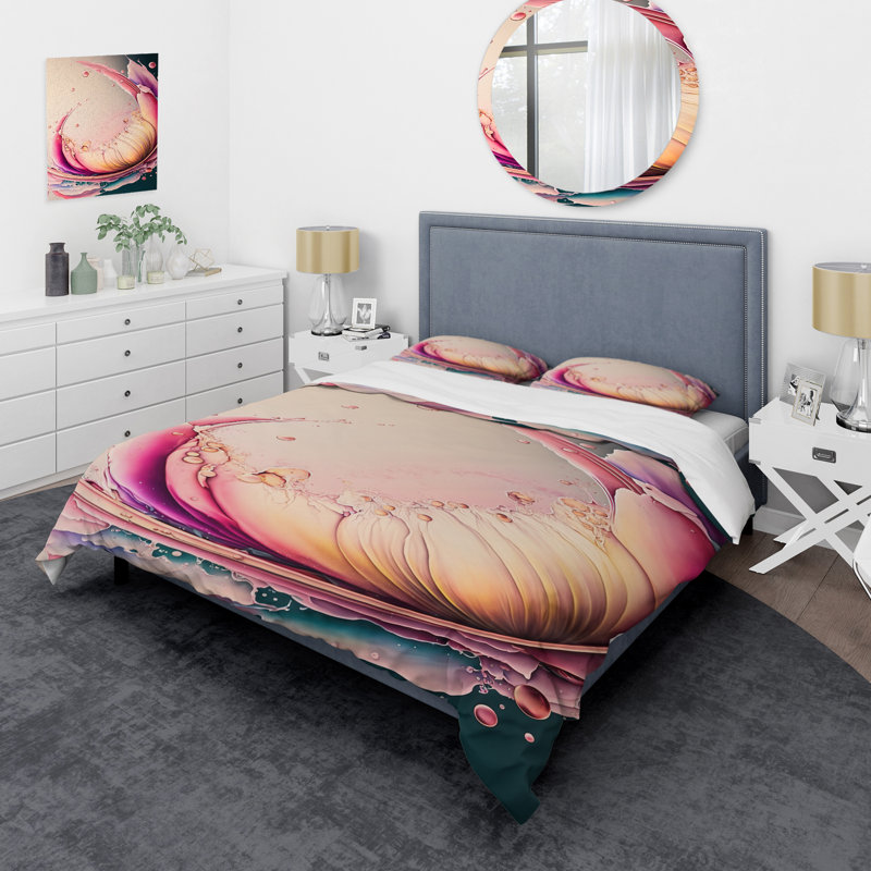Multicolore liquide encre tulipe fleurs IV - ensemble de housse de couette tulipe floral - microfibre de polyester