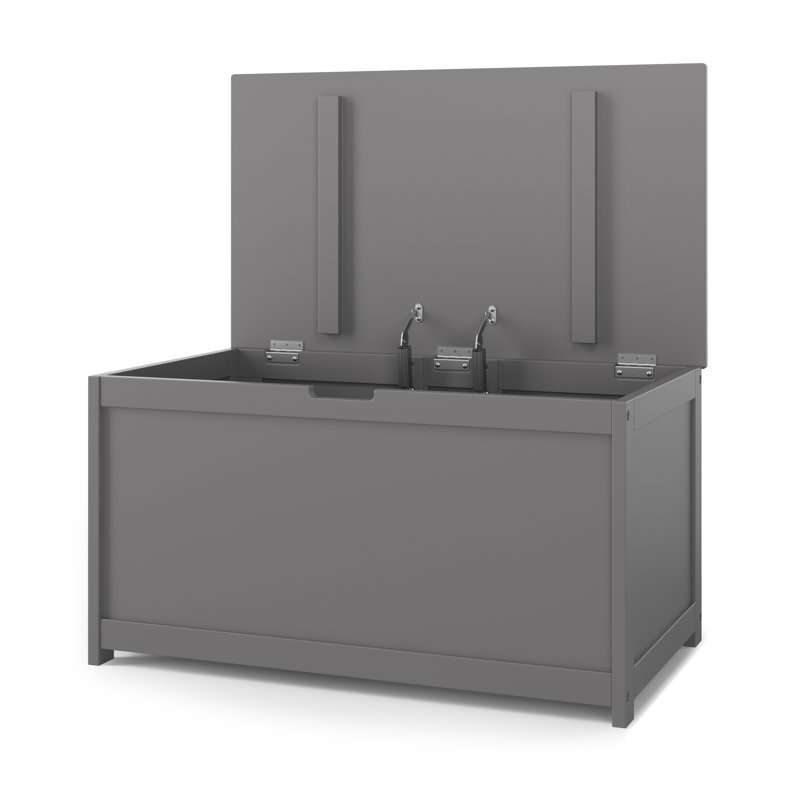 Cool Gray Wooden Kids' Toy Storage Chest, 33"