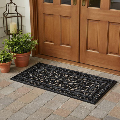Tapis de porte extérieur en caoutchouc noir 24 po x 48 po