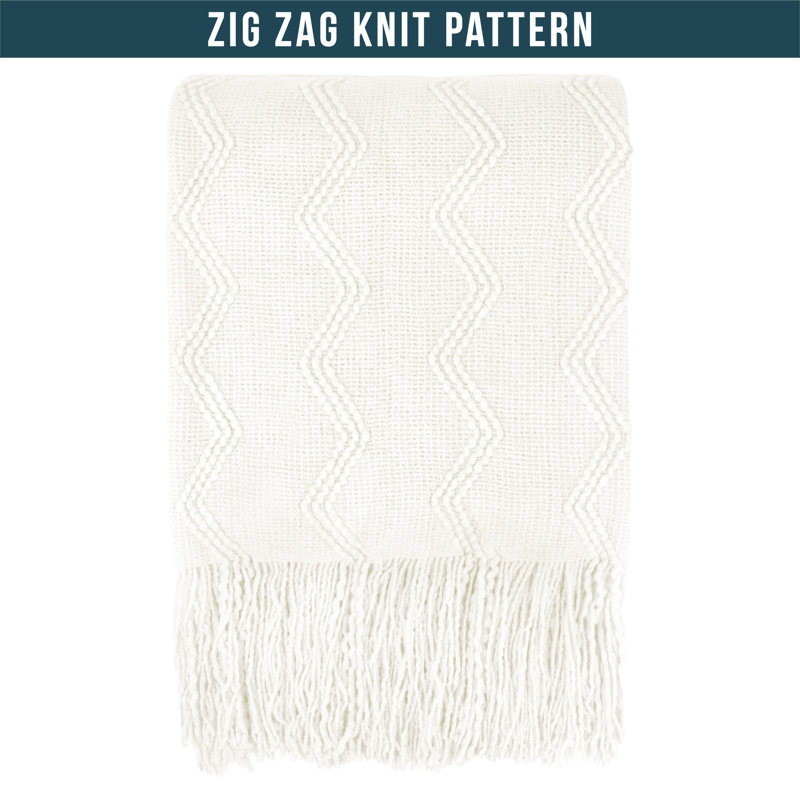 Jeté doux pour canapé, rose clair, 50 x 60, Blanc, Zig Zag, Lit simple