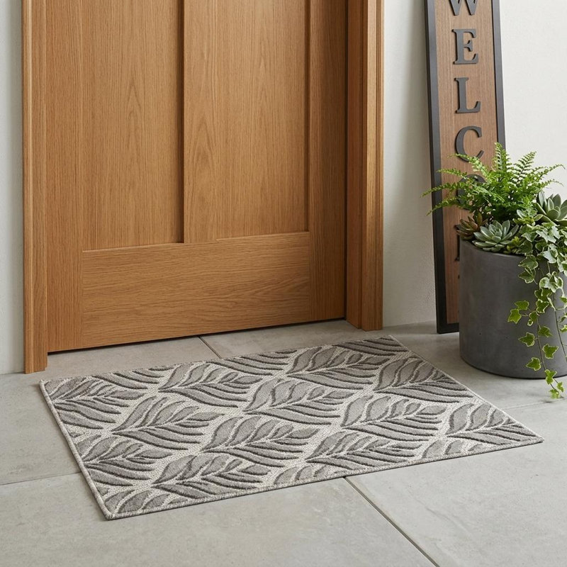 Tapis extérieur floral anthracite 3 pi x 4 pi