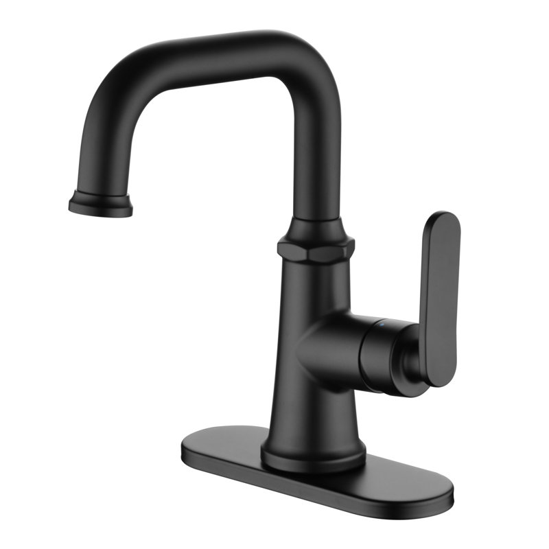 Robinet de salle de bain à poignée simple avec drain Remmlo - noir mat, Noir mat