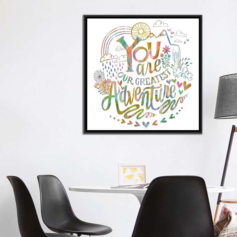 « you are is is a large adventure », art textuel sur toile tendue, H 18 po x l 18 po x P 1,5 po, Toile avec cadre noir