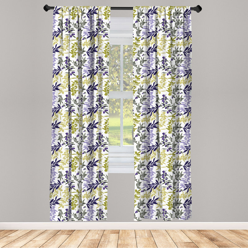 Leaves Floral Semi-Sheer Rod Pocket Sliding Panel, 28" x 95"