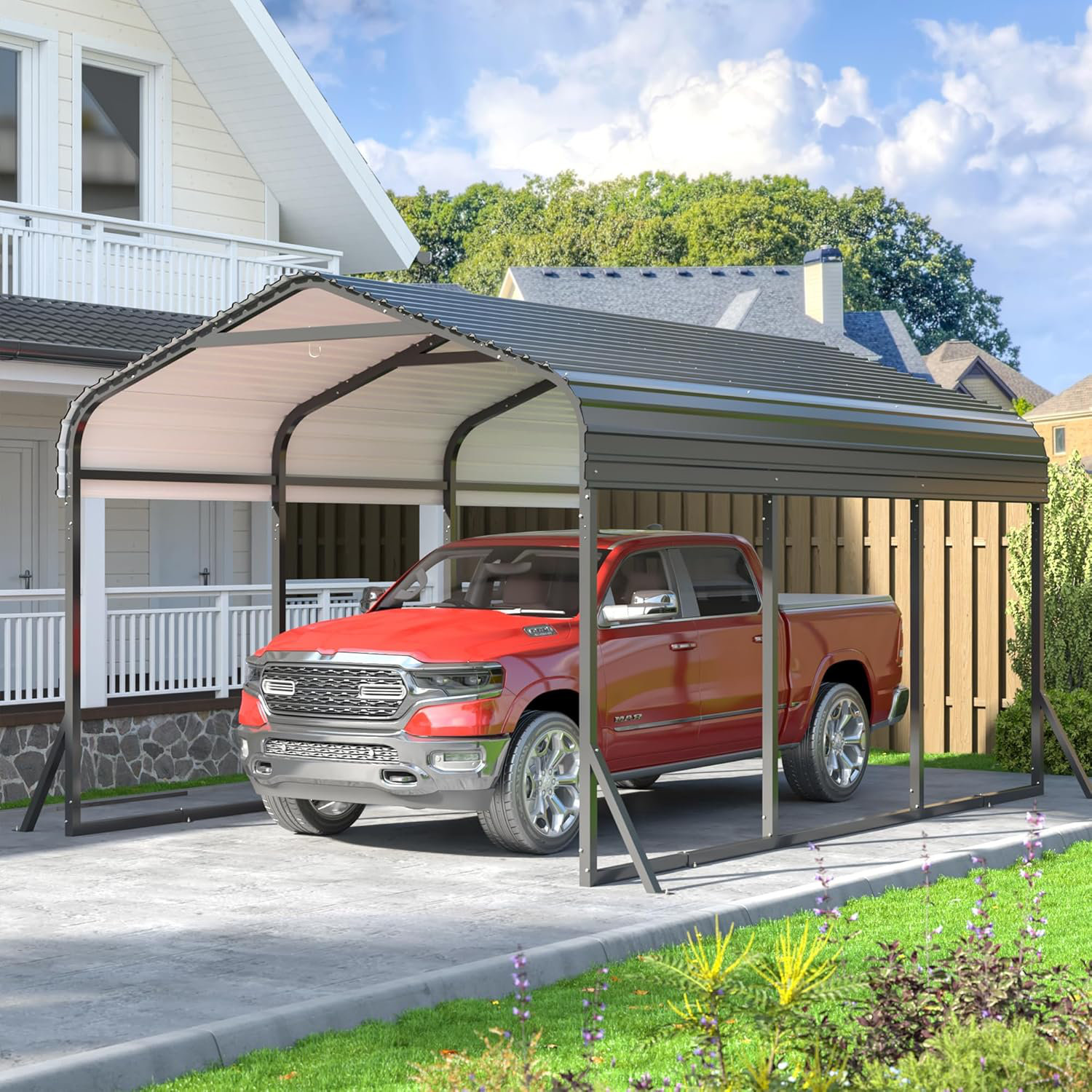 Polar Aurora 10 ft. W x 15 ft. D Metal Carport, Car Canopy and Shelter ...