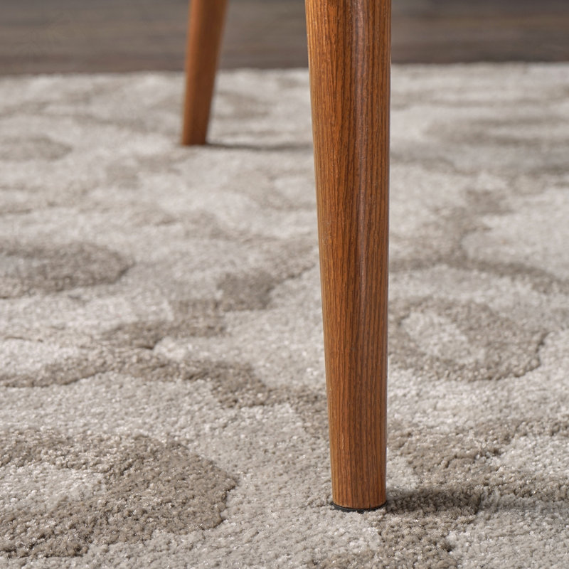 Chaise rembourrée avec pieds en bois, Gris clair, Brun