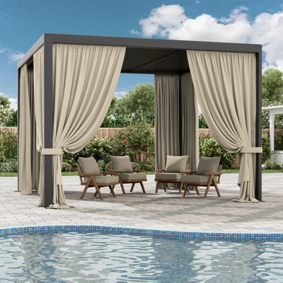 Mur de rideau extérieur en polyester pour abri de jardin, rideaux à 4 panneaux latéraux pour patio, jardin et cour arrière