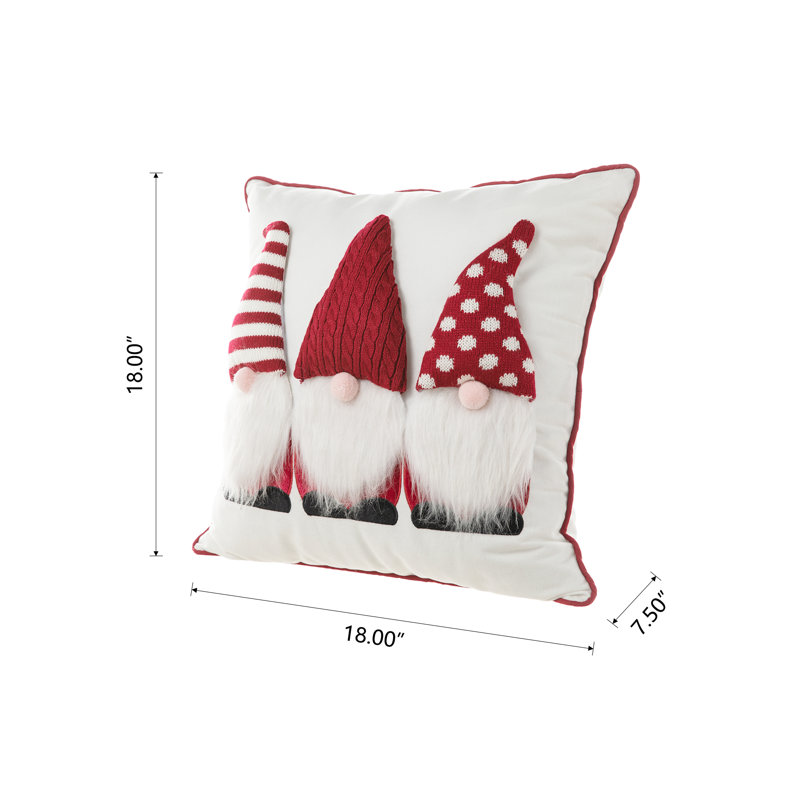 Festive Red and White Knitted Gnome Throw Pillow