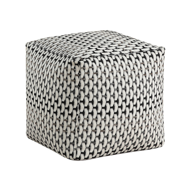 Square Pouf Jacquard Fabric Upholstery Modern Ottoman