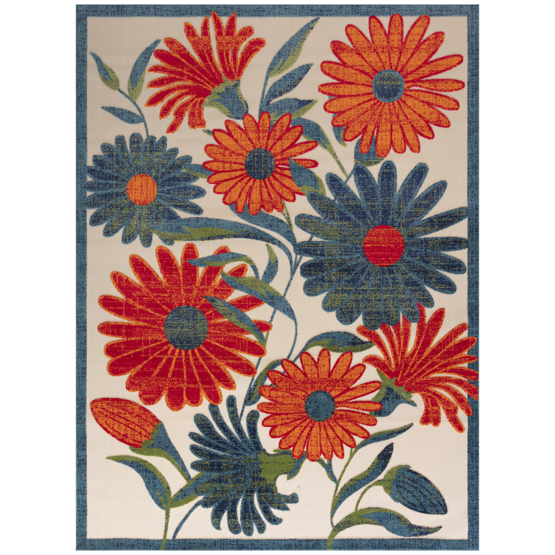 Noleen Floral Indoor / Outdoor Rug Winston Porter Rug 