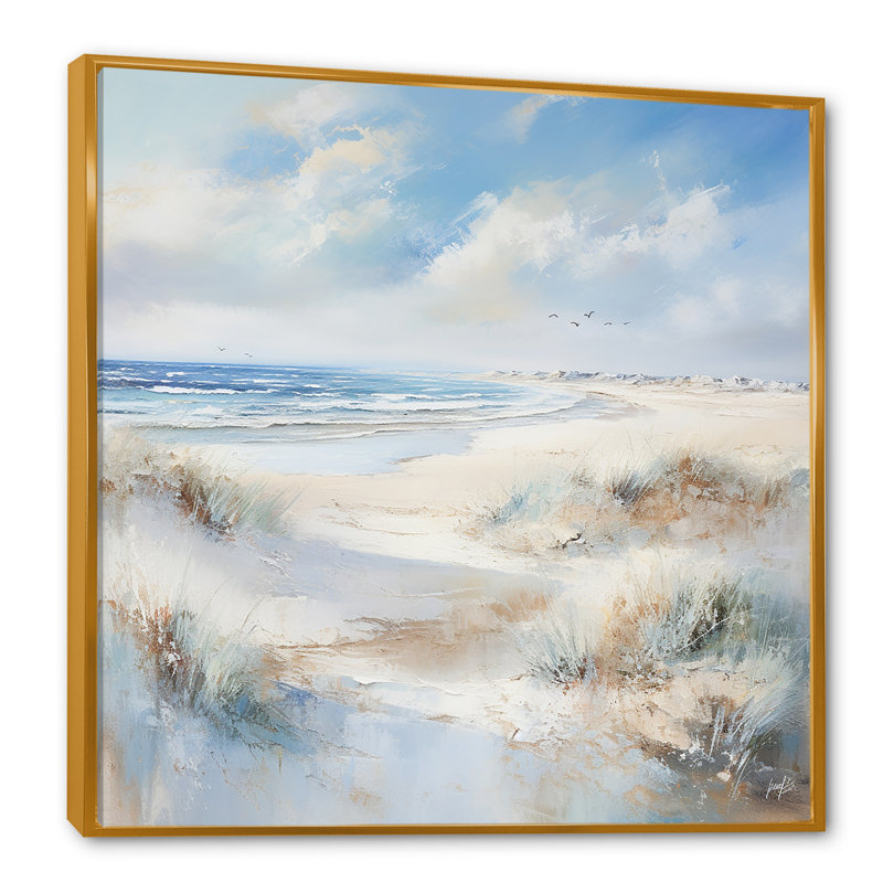 Impression sur toile encadrée, "Coastal Ocean Charm In Winter I", Cadre flottant doré, H 24 po x l 24 po x P 1 po