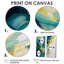 Ensemble de panneaux décoratifs muraux jaunes et turquoises complexes I - formes abstraites-388232598-388232602-388232603