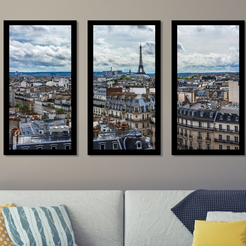 Paris Rooftops, ensemble de 3 reproductions de photos sur acrylique, H 25,5 po x l 40,5 po x P 1 po