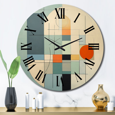 Serendipity Abstract Mid-Century Geometrics II Metal Wall Clock