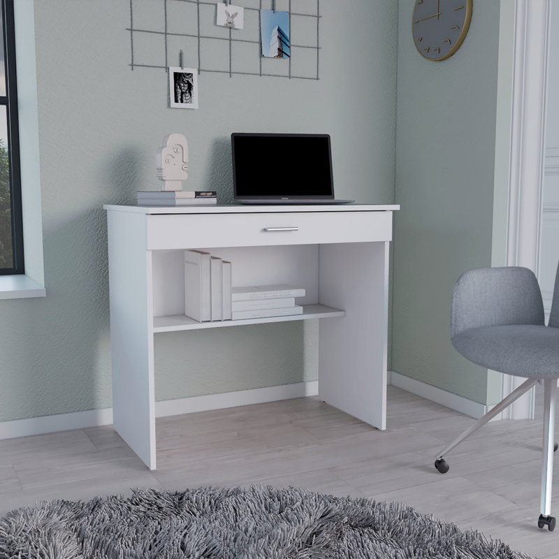 Bureau de rangement Montana, spacieux et élégant avec tiroir et tablette, Blanc
