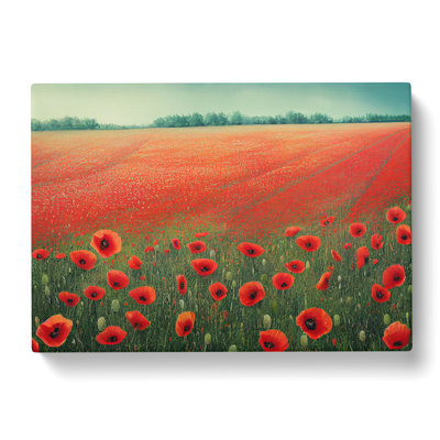 Sumptuous Poppy Field Flowers - Wrapped Canvas Painting