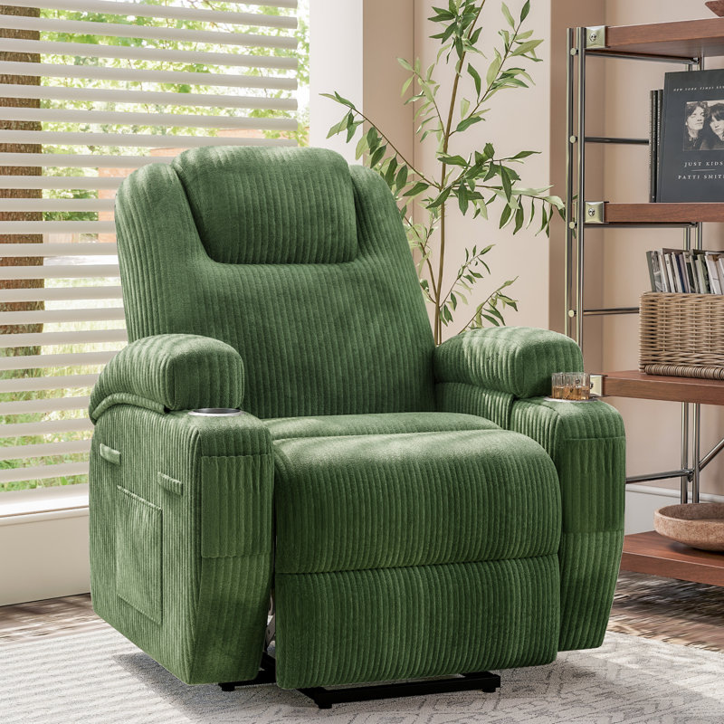 Power Lift Recliner Chair with Massage Ergonomic Recliner Chair for Elderly People, Single Massage Sofa with Two Cup Holders, Side Pockets,Front Armrest Pockets