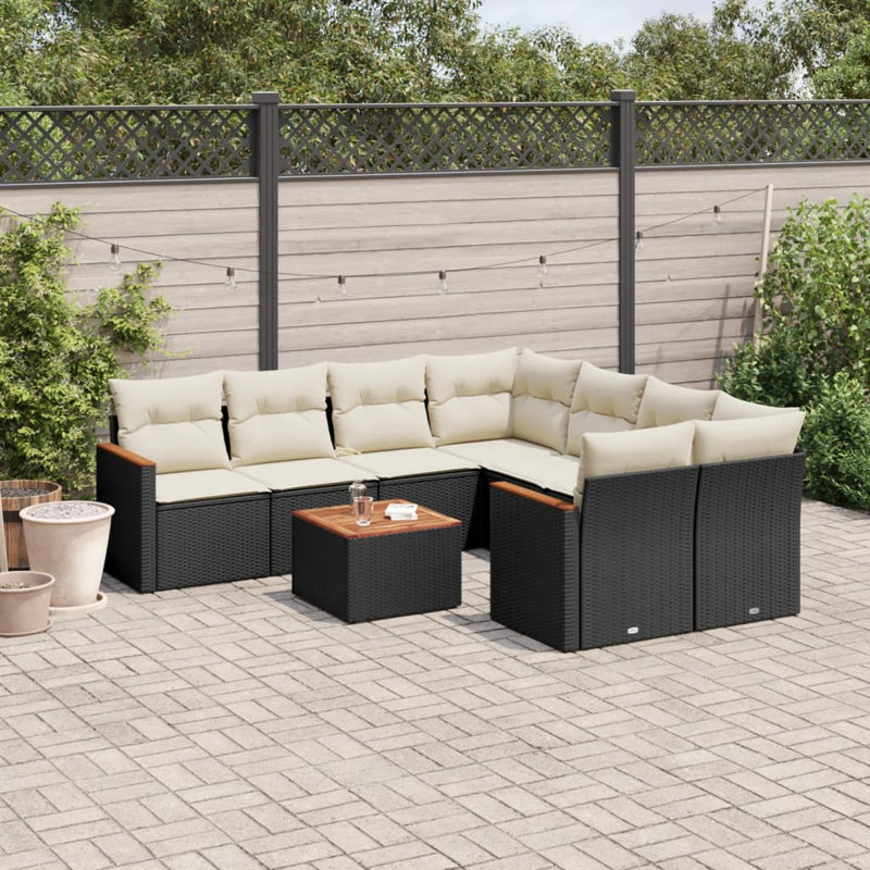 Ensemble de canapé de jardin Vidaxl, Blanc, Noir