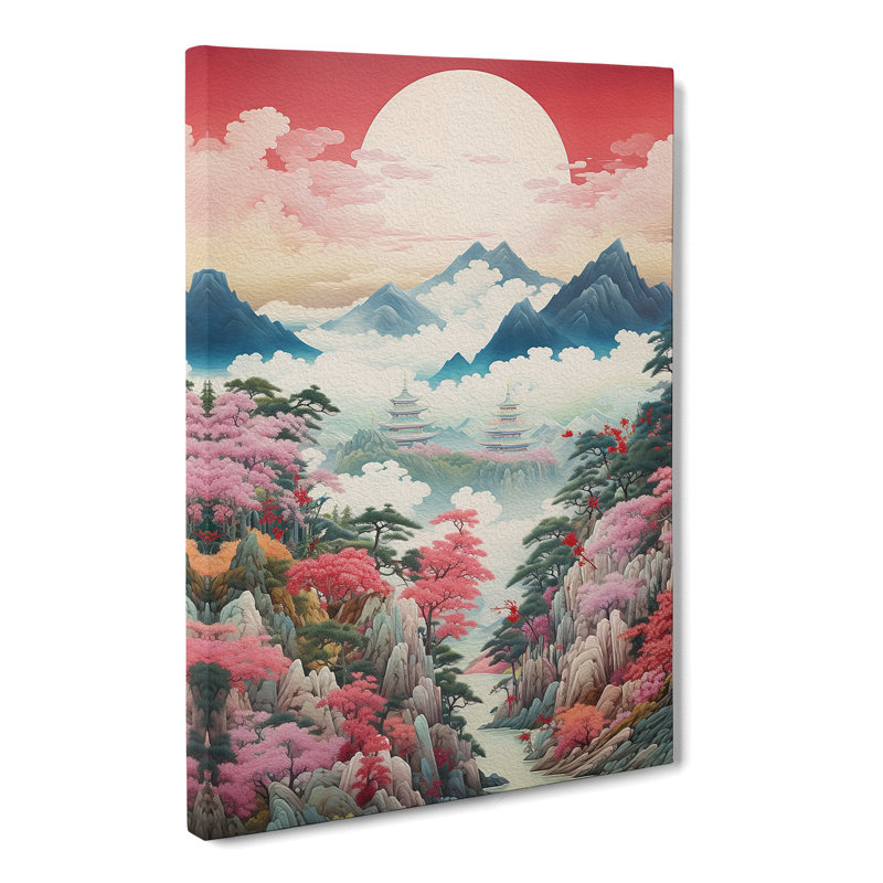 Japanese Mountains Rococo - No Frame Print, 50cm H x 35cm W x 3cm D