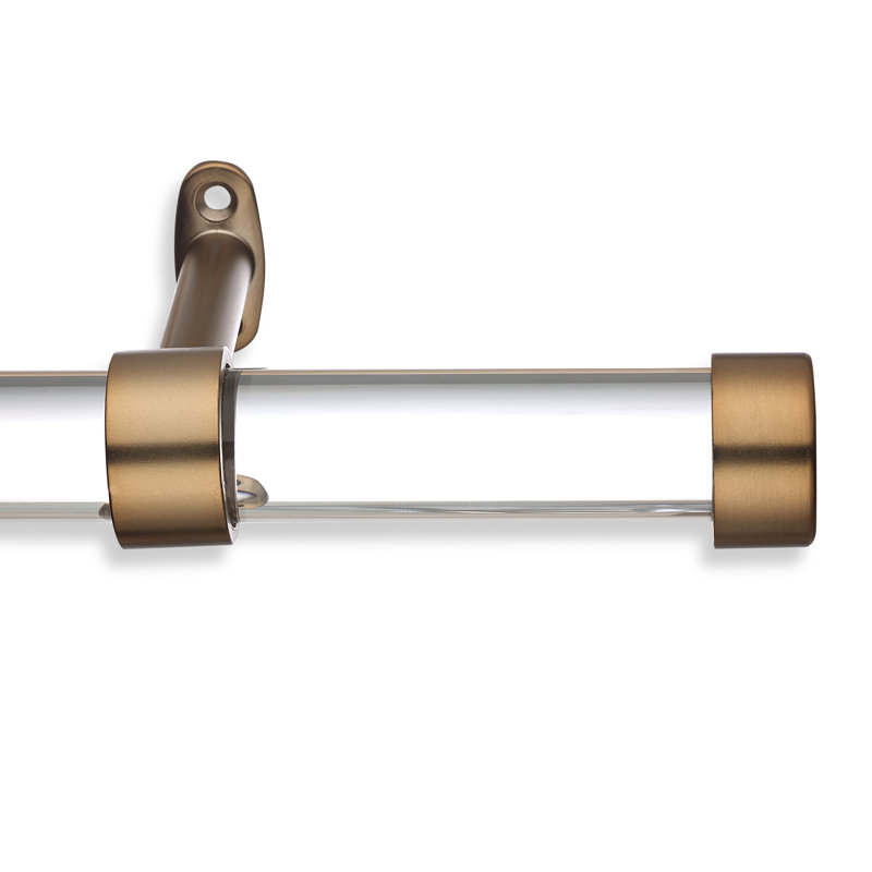 Cambria Designer Series 1 1/8 In Dia. Clear Acrylic Fixed Length Curtain Rod w/ End Cap, 42", Gold