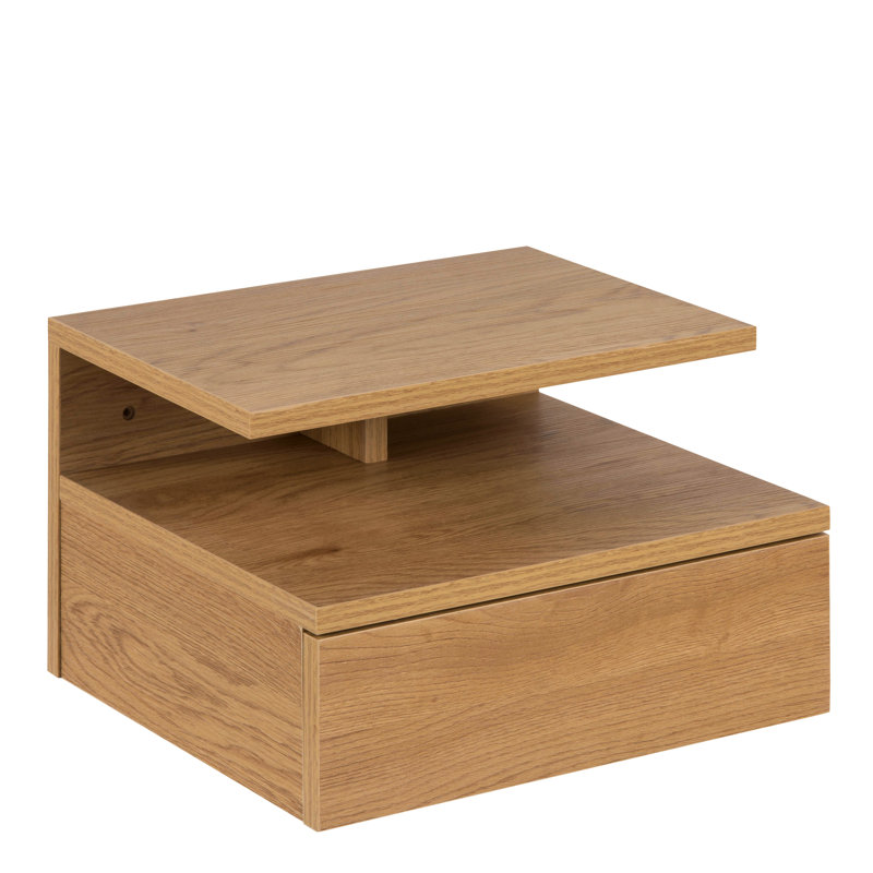 Saibe 35cm W Plywood / Laminate Board Bedside Table, Brown