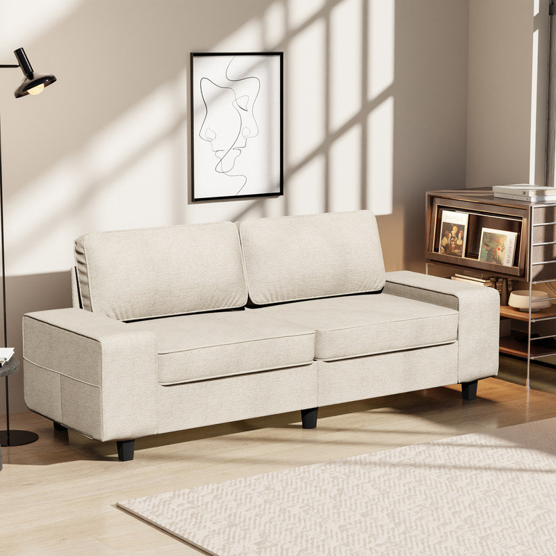 Canapé rembourré avec rangement, 3, Chenille beige