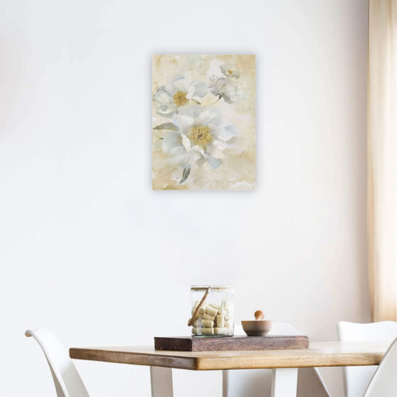 Pivoines douces beiges, art mural 24 x 18 po