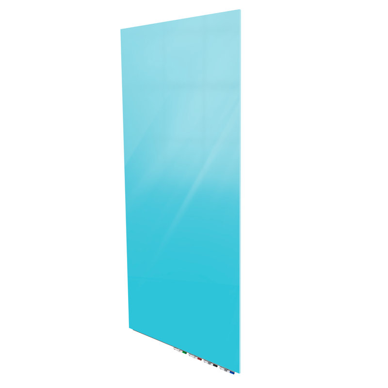 Aria Vertical Wall Mounted Magnetic Glass Board, Blue, 96" H x 48'' W