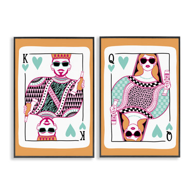  King & Queen of Hearts 2 PC Giclee Art Set by JJ Design House LLC