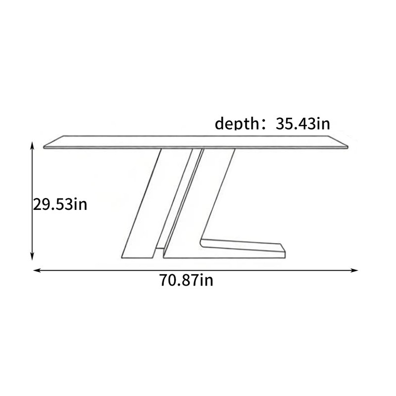 Table de salle à manger moderne et minimaliste, H 29,53 po x L 70,87 po x l 35,43 po