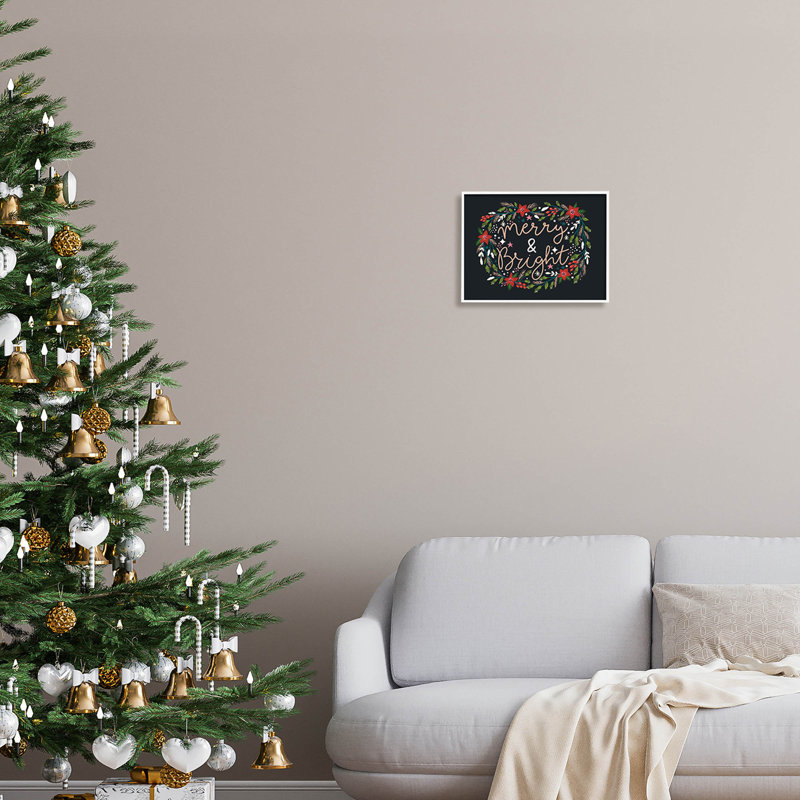 Joyeux et lumineux poinsettia - 227, H 11 po x l 14 po x P 1,5 po, Giclée encadrée blanc bord de mer