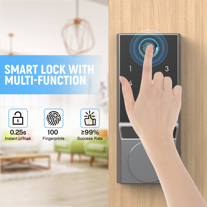 TOOLUCK Bluetooth Smart Lock with Fingerprint Door Lock IP54 Waterproof, Auto-Lock (G2-Bluetooth Ver.), Polished Chrome