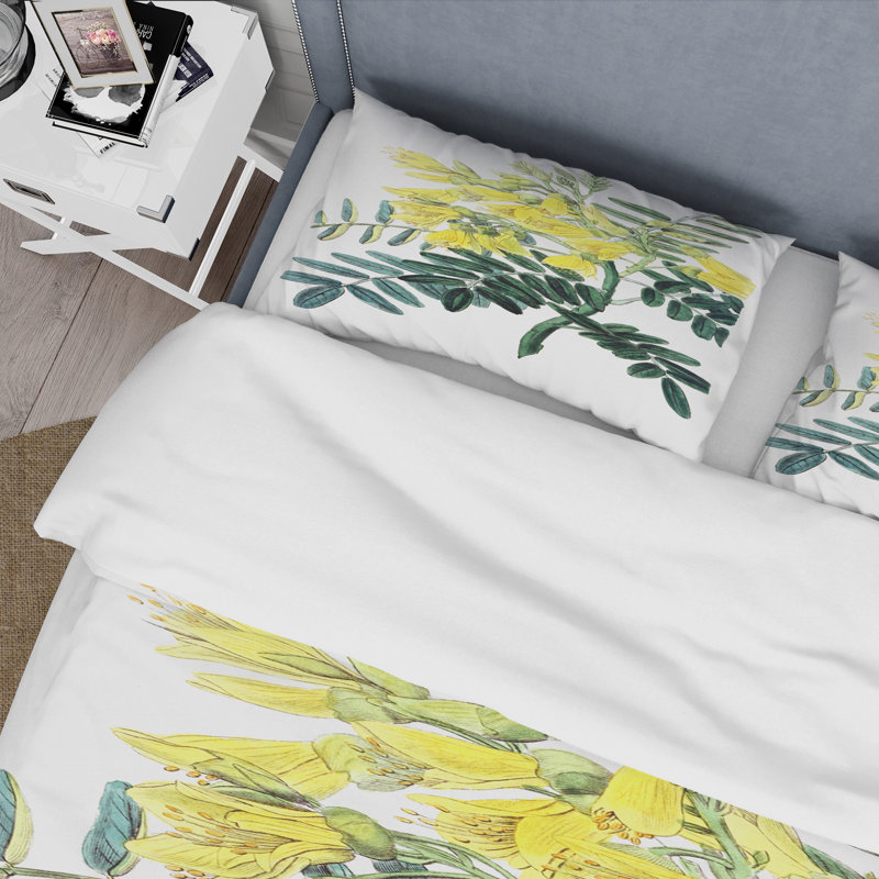 Vintage Yellow Flower II - ensemble de housse de couette traditionnel - microfibre de polyester