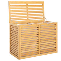 EcoDecors Solid Teak Apartment Hamper with Laundry Bag