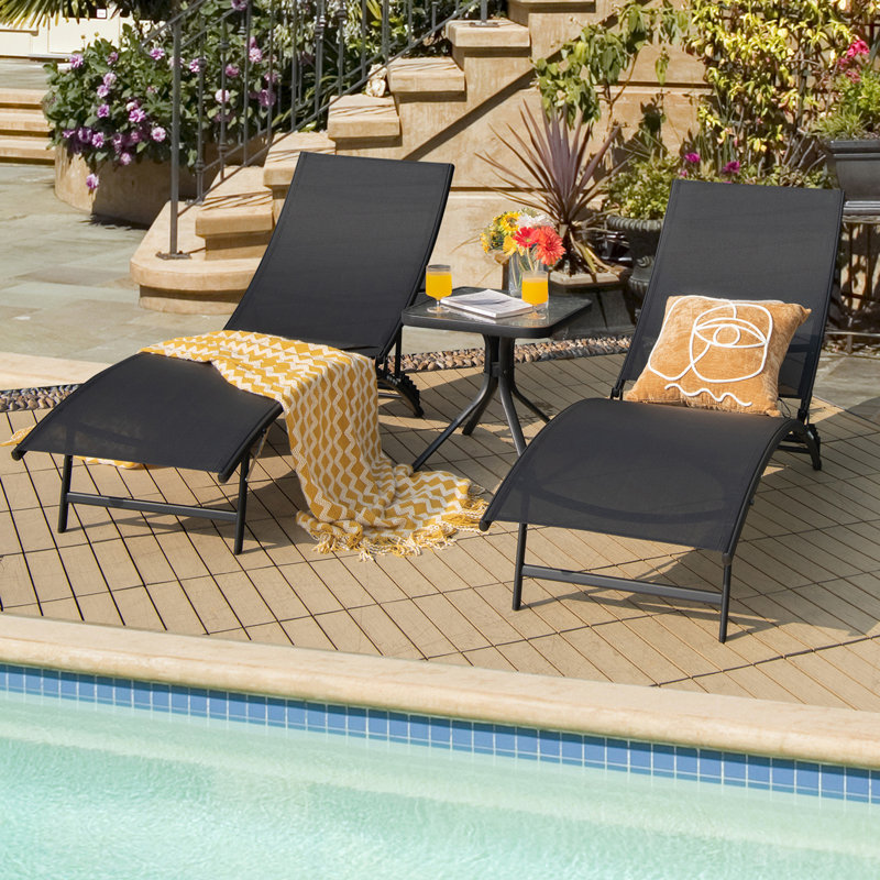 Ensemble de chaises longues d'extérieur pliables Latitude Run® avec dossier réglable à 5 positions