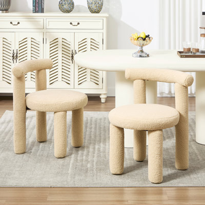 Chaises de salle à manger modernes en sherpa avec dossier incurvé et chaise d'appoint sans accoudoirs pour la salle à manger / salon