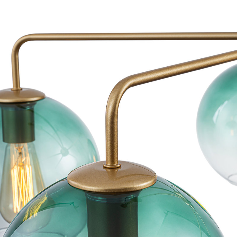 5 - Light Gradient Blue Sputnik Sphere Modern Glass Bubble Chandelier, Green