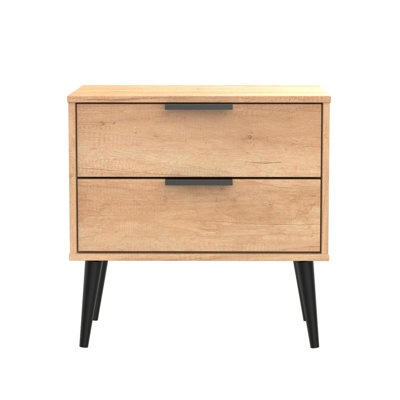 Fully Assembled Berryhill 2 Drawer Bedside Table