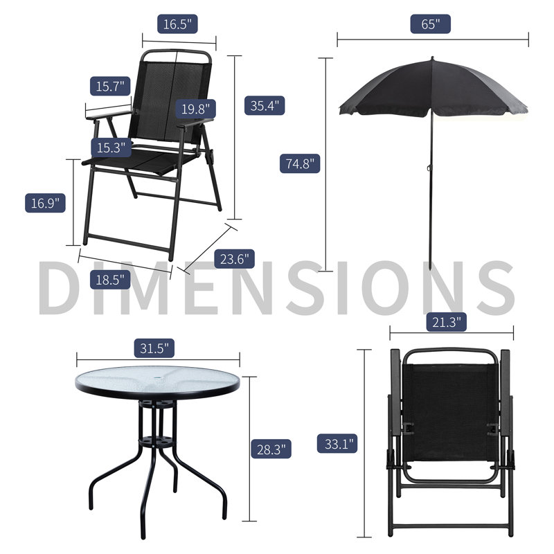 Ensemble repas d'extérieur 6 pièces Talmon, Noir
