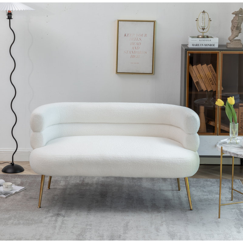 Demetrius  50'' Upholstered Loveseat, White Teddy Fabric