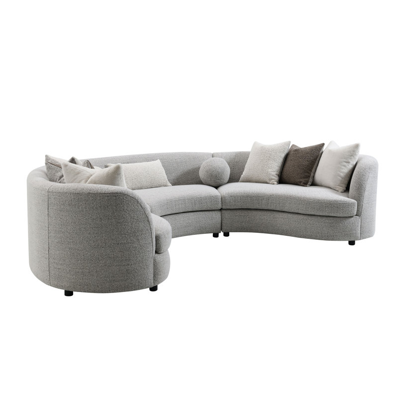 Canapé modulaire Ivria Boucle gris avec 9 coussins