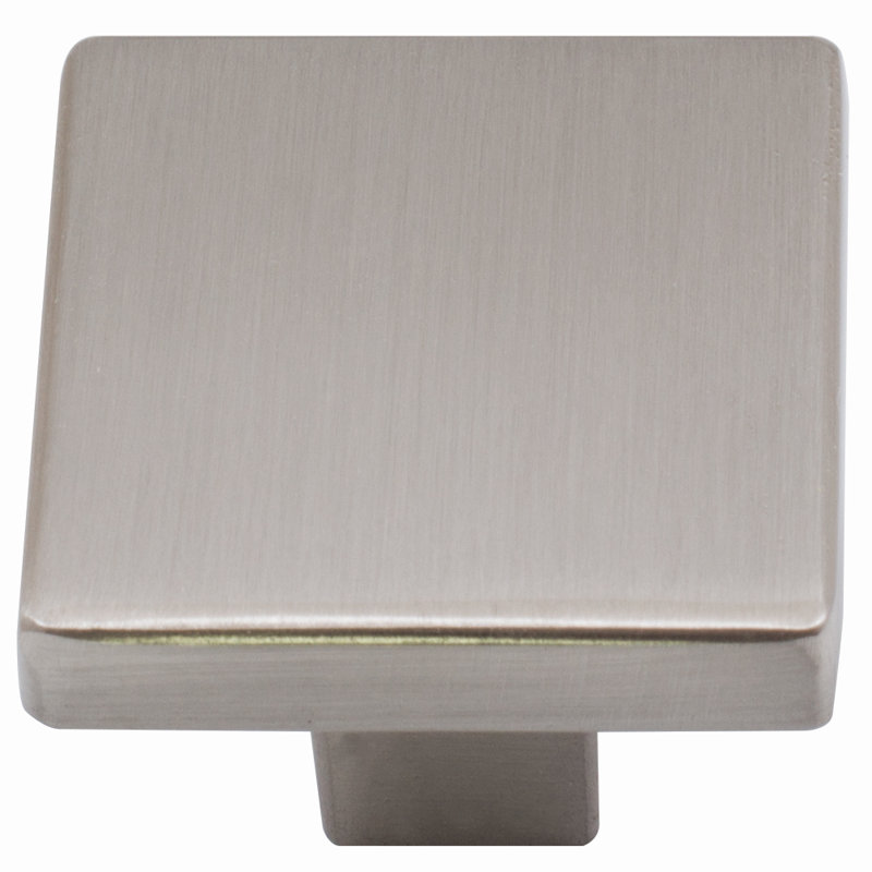 Contemporary 1 1/8" Length Square Knob, Satin Nickel